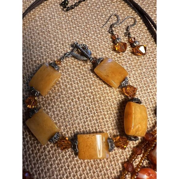 Rust Amber Coral Umber Orange Brown Lot of Fashion Jewelry--8 Pieces - Picture 5 of 11